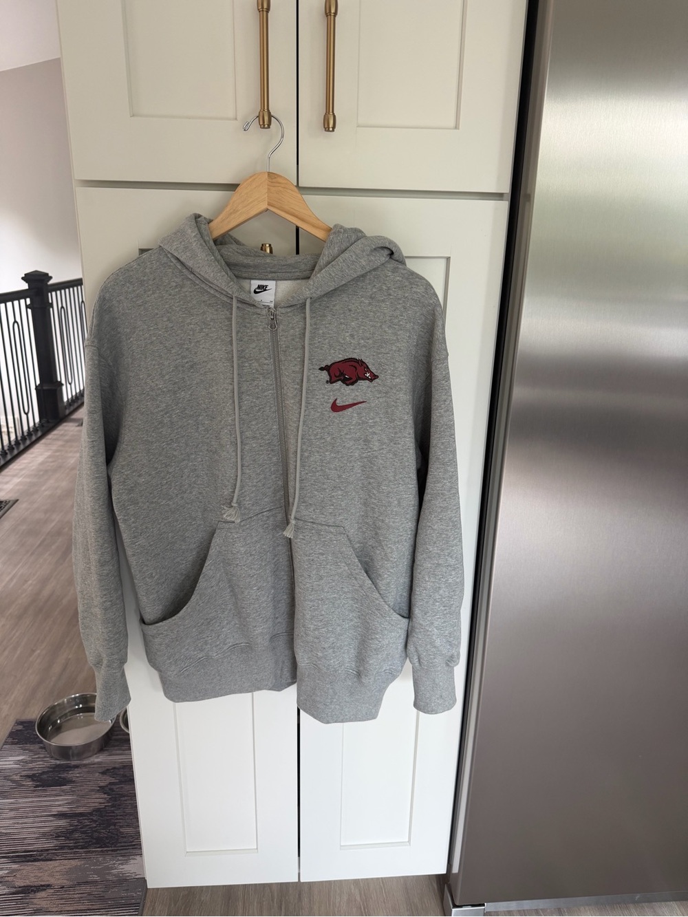 Nike Gray Arkansas Razorbacks Zip-Up Hoodie with Logo